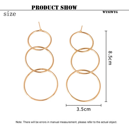 Hot fashion hoop earrings long interlocking Earrings geometric metal earrings Personality quality For Women girlfriend Girl gift