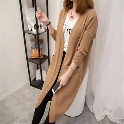 Mid-length Cardigan Sweater Women Long-sleeved Jacket Autumn Winter 2020 Women's solid color Large Size Cardigan Sweaters ZY5163