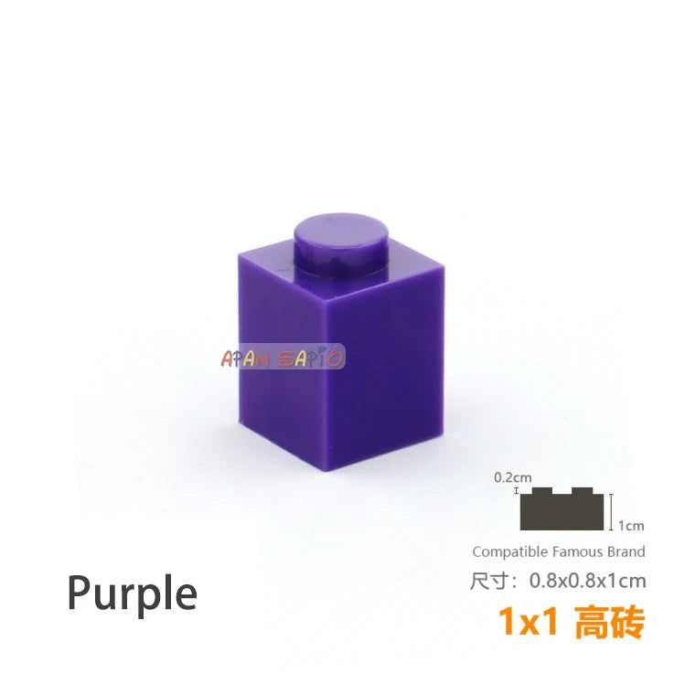 50pcs/lot DIY Blocks Building Bricks Thick 1X1 Educational Assemblage Construction Toys for Children Size Compatible With Brand