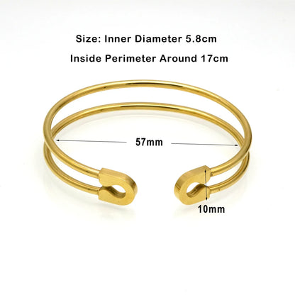 Delicate Fashion Classic Pin Bracelets & Bangles Jewelry Stainless Steel Pin Shape Bangles for Women Party Gift