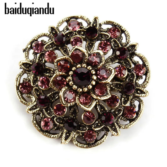 Baiduqiandu Brand Crystal Rhinestones Flower Pins and Brooches for Women Dress Party or DIY Wedding Bouquets Jewelry