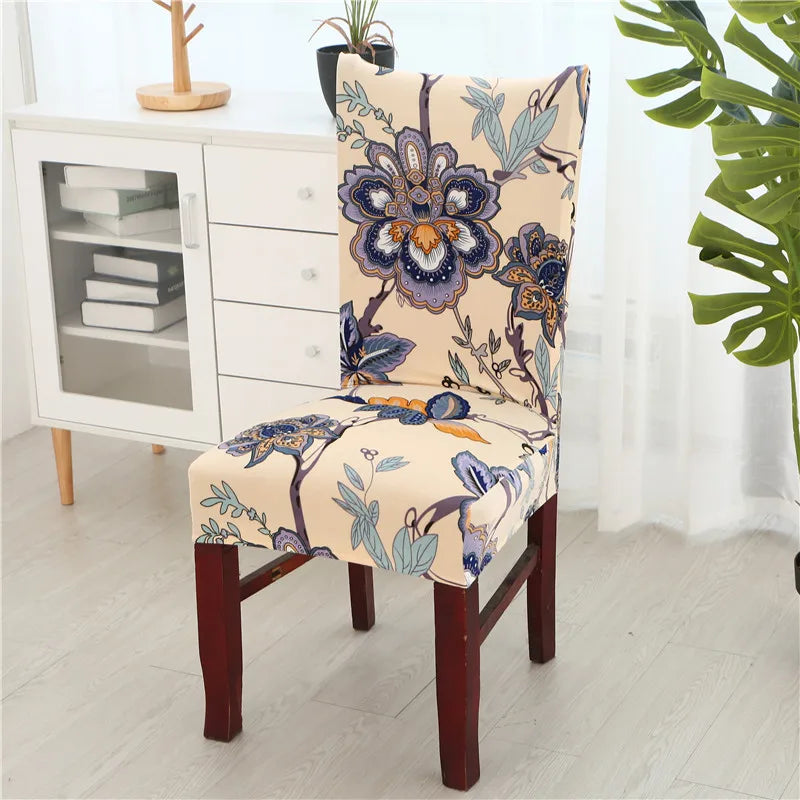 floral printed stretch chair cover for dining room office banquet chair protector elastic material armchair cover