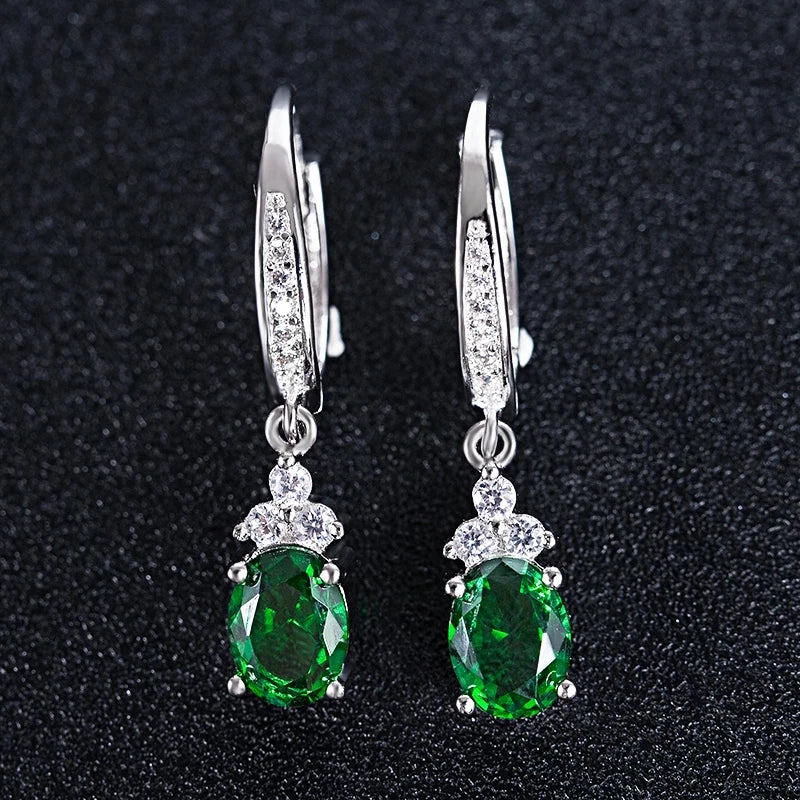 CAOSHI Delicate Women's Drop Earrings Vintage Style Party Accessories with Bright Green Zirconia Elegant Female Jewelry Gift