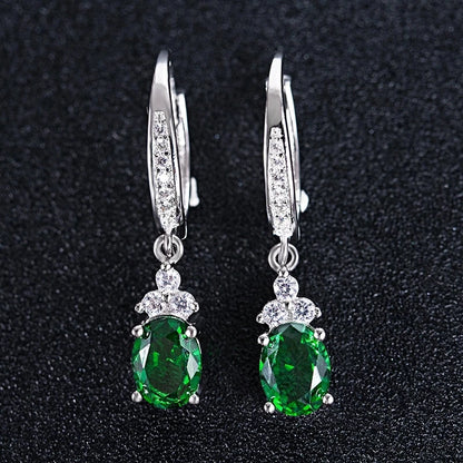 CAOSHI Delicate Women's Drop Earrings Vintage Style Party Accessories with Bright Green Zirconia Elegant Female Jewelry Gift