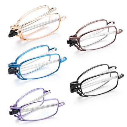 Folding Reading Glasses UnisexTelescopic Legs Rotation Presbyopia Eyeglasses Includes Glasses Case Strength+1.0-4.0