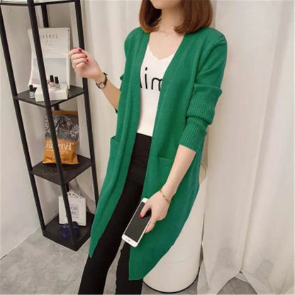 Mid-length Cardigan Sweater Women Long-sleeved Jacket Autumn Winter 2020 Women's solid color Large Size Cardigan Sweaters ZY5163