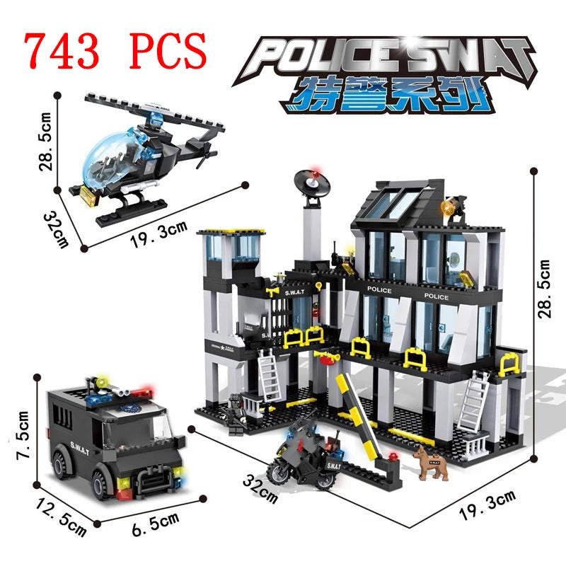 Special Forces SWAT Military Vehicle Car Police Station Bus Sets Building Blocks Kits Helicopters City Arms Truck Arrest Patrol