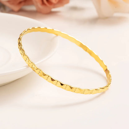 24K Ethiopian Gold  Dubai Bangle for Women men Wedding Bride Bracelets Gold Color Jewelry Middle East African Bride party Gifts