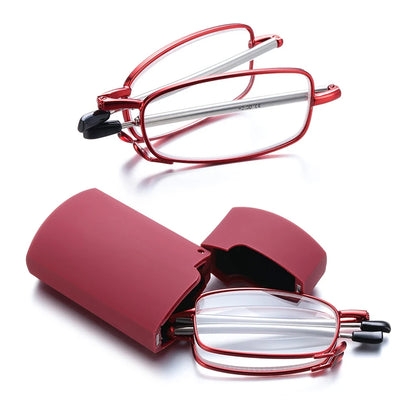 Folding Reading Glasses UnisexTelescopic Legs Rotation Presbyopia Eyeglasses Includes Glasses Case Strength+1.0-4.0