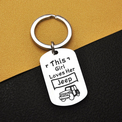 Jeep Lover Keychain Jeep Girl Gift Stainless Steel This Girl Love Her Jeep Dog Tag Keyring Jeep Wrangler Accessories Gift