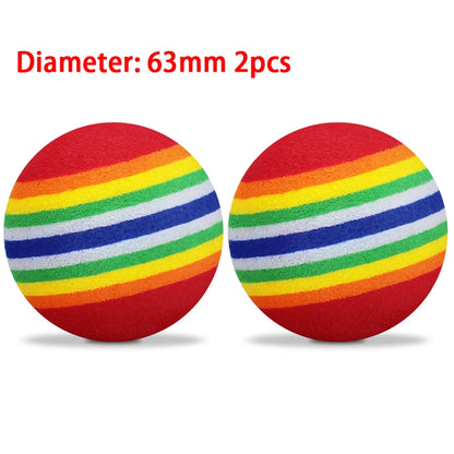 2pcs diameter 63mm 2.48 inch Rainbow EVA Foam Ball Golf Practice Indoor Training Aid Soft Golf Training Ball Child pet toy ball