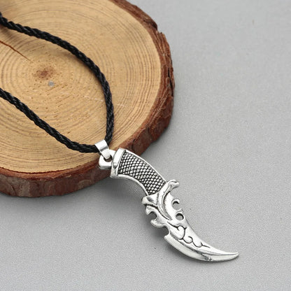 Cxwind Vintage Knife Charm Slavic Amulet Necklace for Women Men Norse Viking Bird Paw Statement Pendant Friendship Jewelry