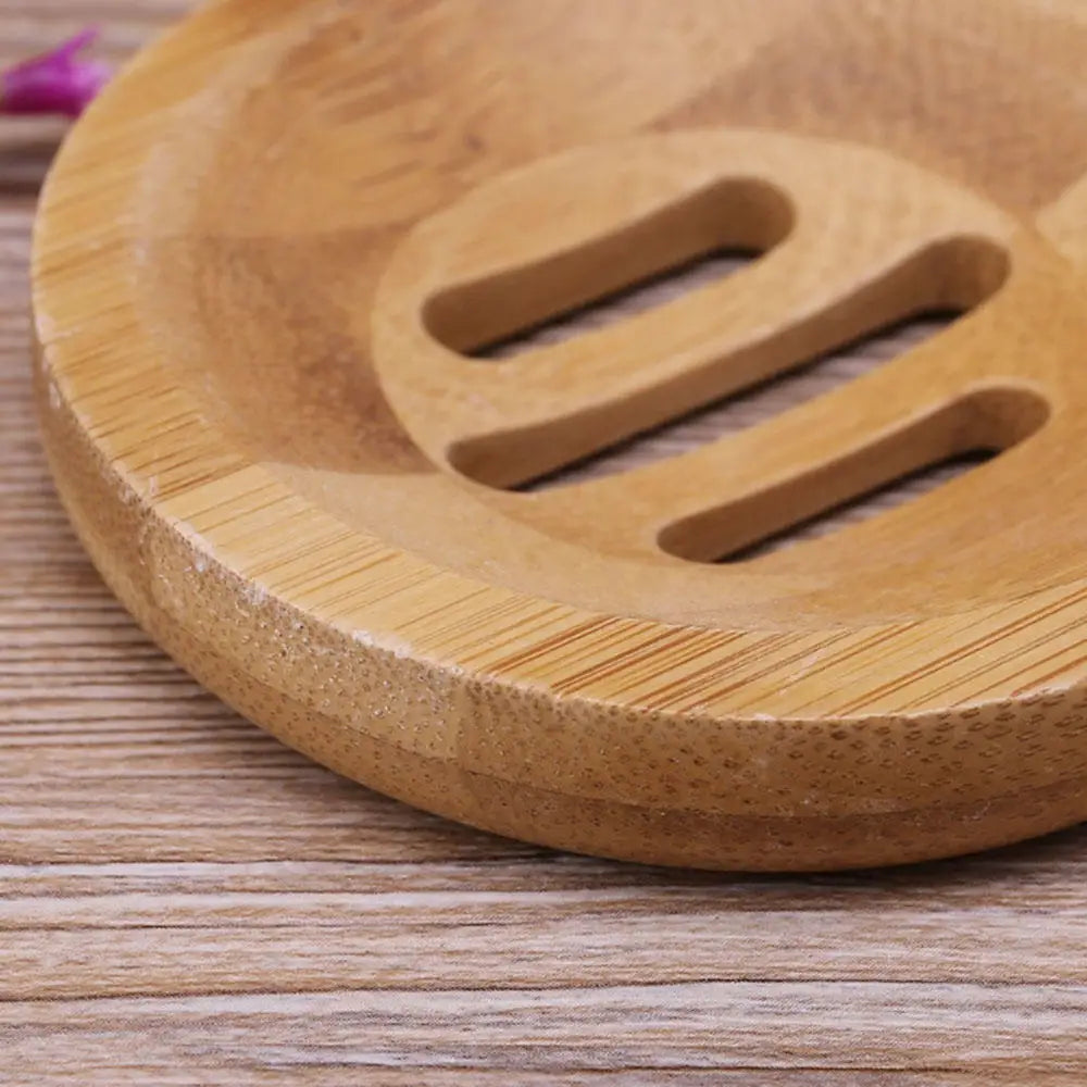 Natural Wood Soap Tray Holder Round Shape Container Storage Bathroom Stand Rack for Bathroom Kitchen