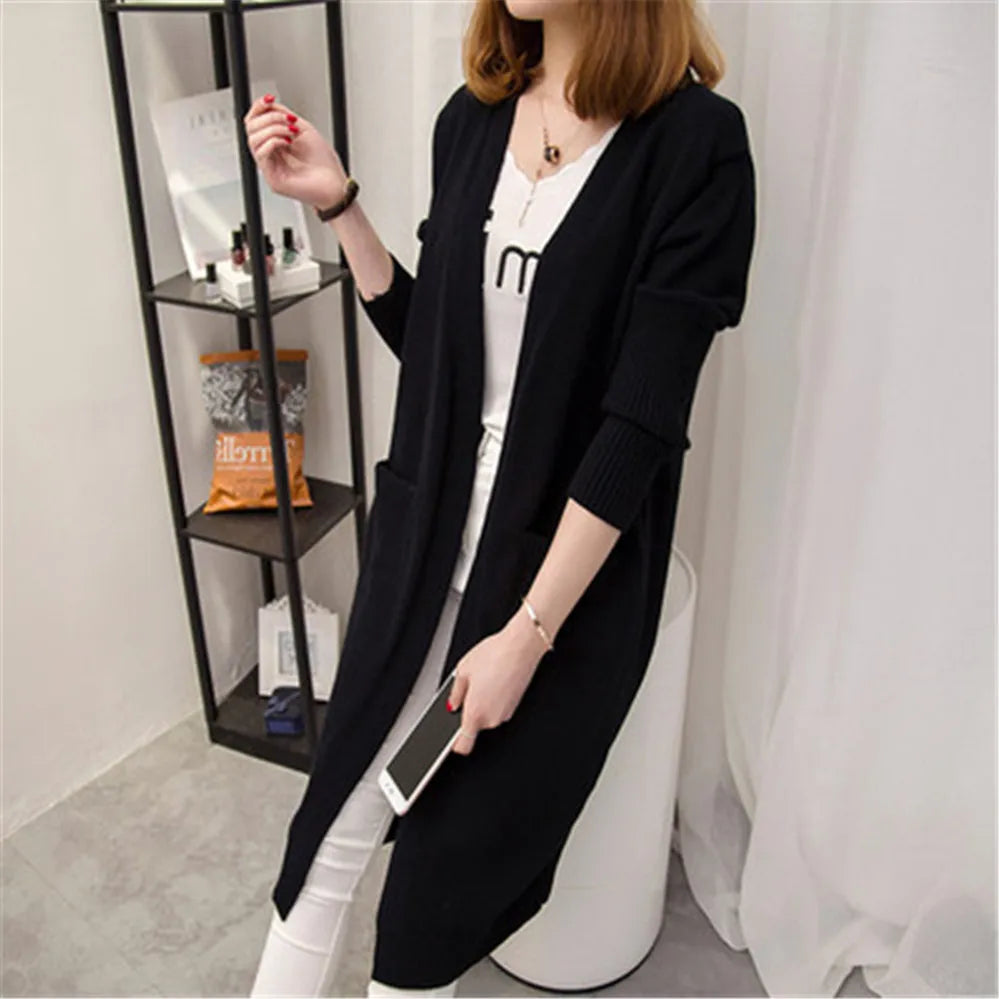 Mid-length Cardigan Sweater Women Long-sleeved Jacket Autumn Winter 2020 Women's solid color Large Size Cardigan Sweaters ZY5163