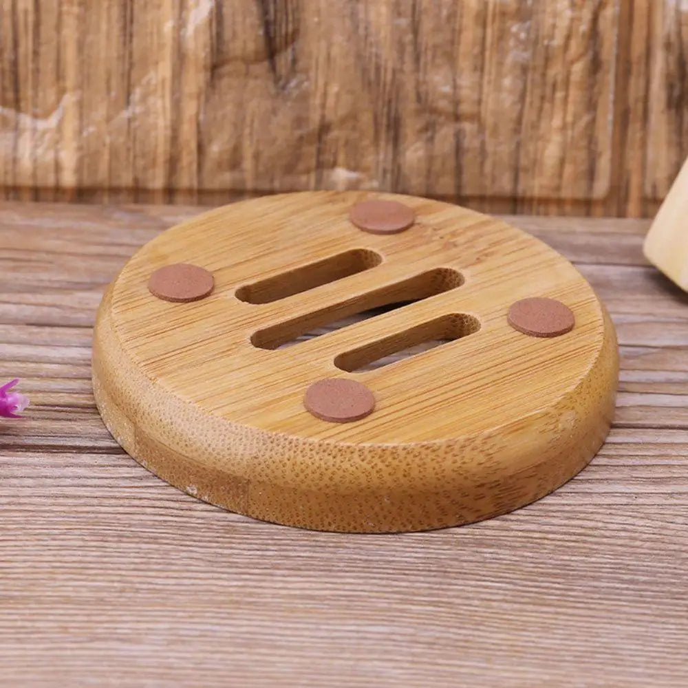 Natural Wood Soap Tray Holder Round Shape Container Storage Bathroom Stand Rack for Bathroom Kitchen