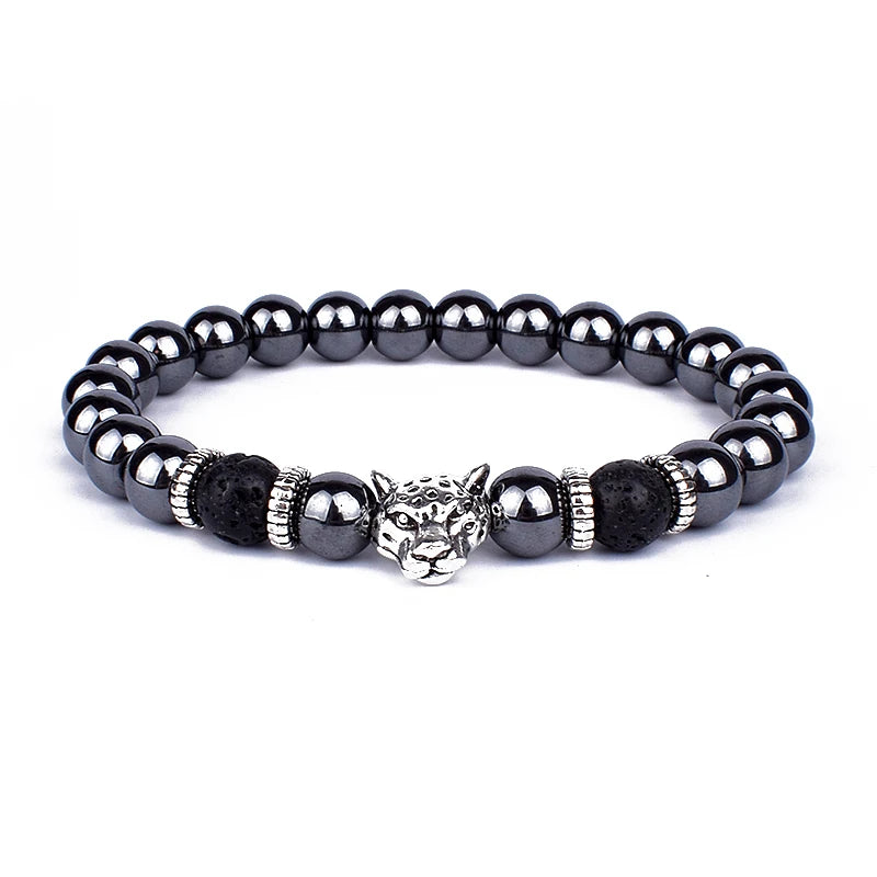 Vintage Hematite Owl Charm Bracelets Men Lava Stone Crown Warrior Helmet Bracelets & Bangles for Women Friendship Jewelry Gift