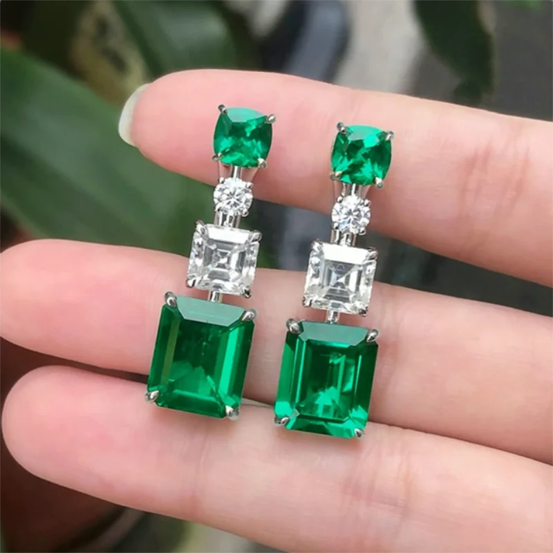 CAOSHI Delicate Women's Drop Earrings Vintage Style Party Accessories with Bright Green Zirconia Elegant Female Jewelry Gift