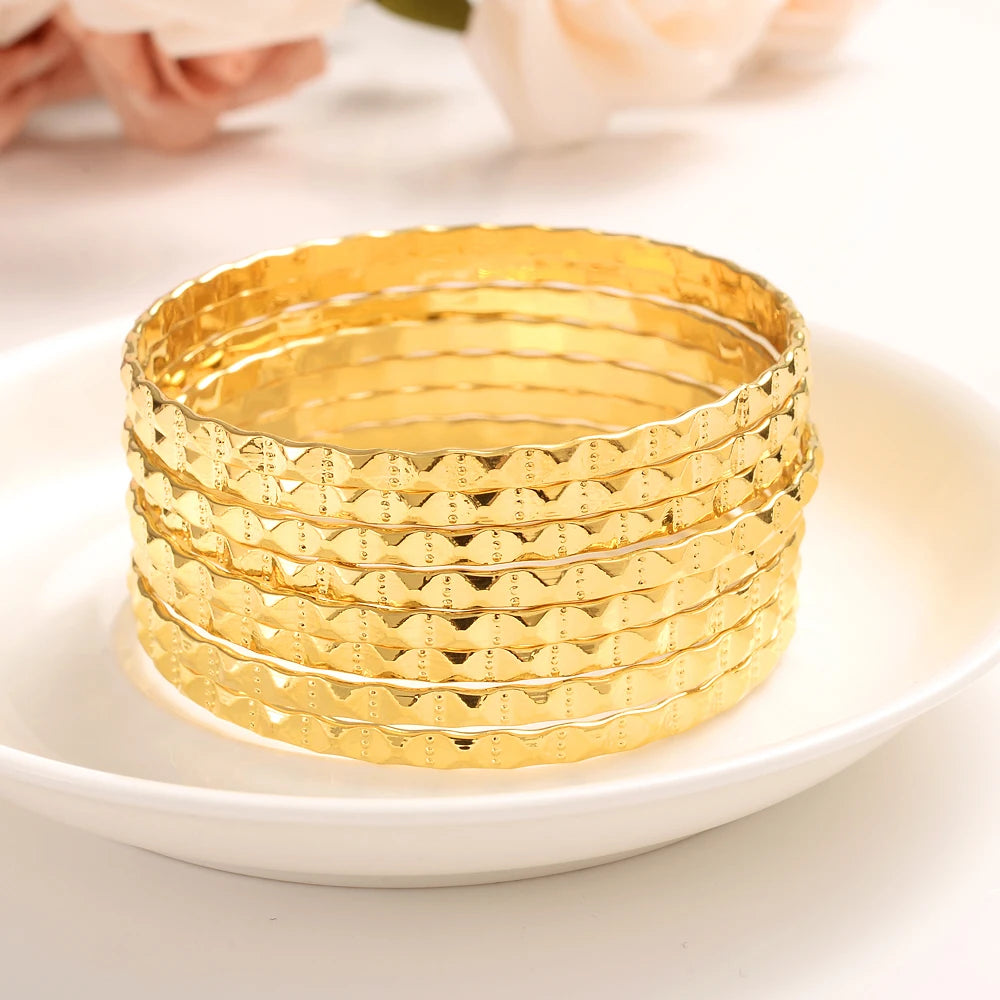 24K Ethiopian Gold  Dubai Bangle for Women men Wedding Bride Bracelets Gold Color Jewelry Middle East African Bride party Gifts