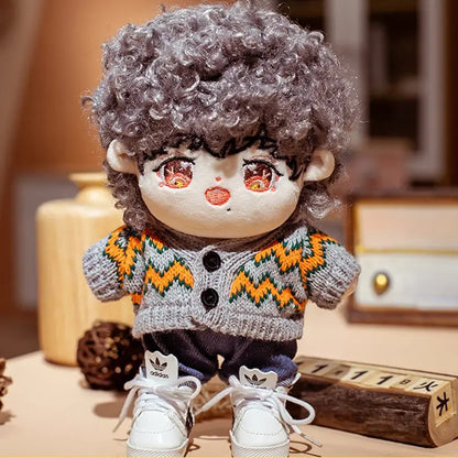 20cm Pure White Twist Sweater Pant Suit For Movie Star Idol EXO Plush Doll Accessories Birthday Present Replaceable Clothes Toys