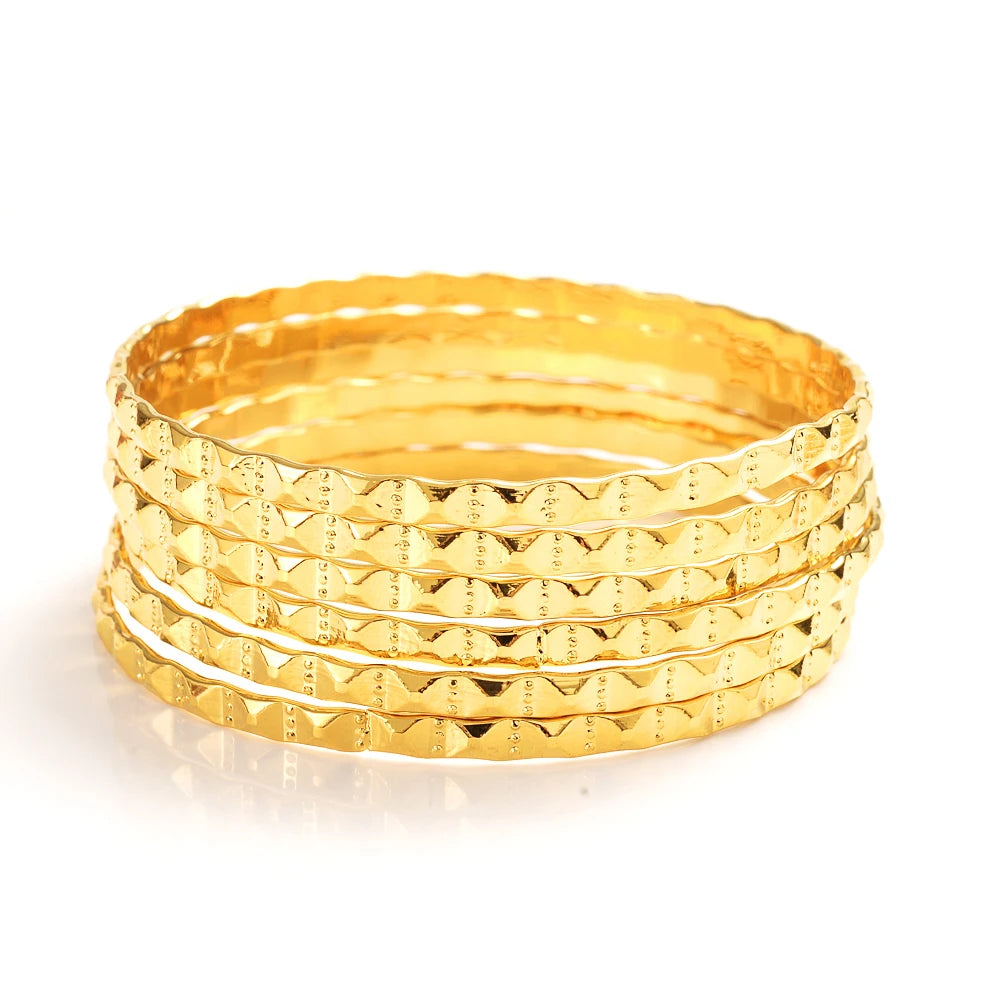 24K Ethiopian Gold  Dubai Bangle for Women men Wedding Bride Bracelets Gold Color Jewelry Middle East African Bride party Gifts