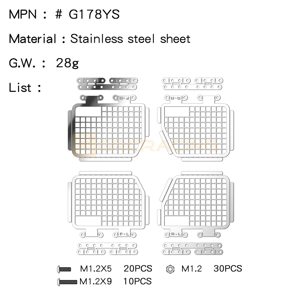 Grc Stainless Steel Reversible Window Guard Mesh For Traxxas 1/18 Trx4m Defender Upgrade Option Parts #g178ys/b