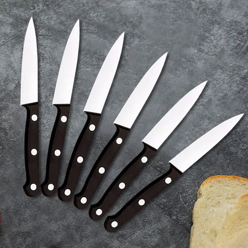 6-Pack Black Fruit Knife Kitchen Knife Professional Chef Knife Sharp Portable Kitchen Utensil Knife Peeling Anti-rust Anti-stick