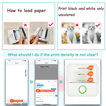 Mini Thermal Printer,Bluetooth Labler Printer,Portable Inkless Printers Compatible with Android and ios,Printable Photos,Lists