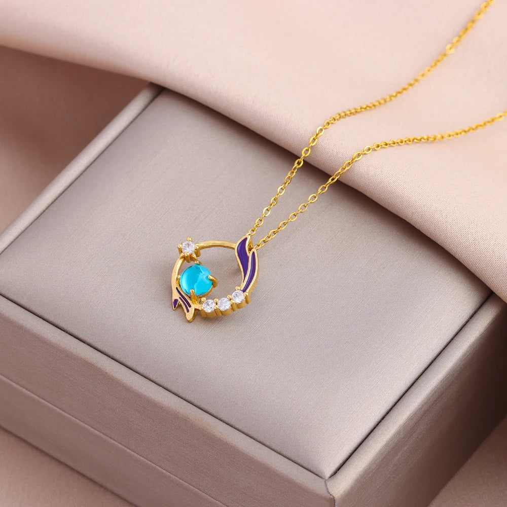 New Design Sense Light Luxury Pendant Necklaces For Women Trendy Stainless Steel Female Jewelry Ladies Neck Chain Accessories