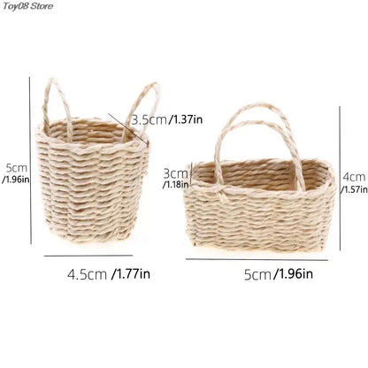 1PC 1:12 Dollhouse Miniature Storage Basket Vegetable Food Woven Frame Kitchen Model Decor Toy Doll House Accessories