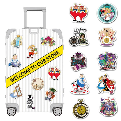 10/30/50PCS Disney Movie Alice in Wonderland  Stickers Cute Cartoon Decals DIY Luggage Laptop Phone Guitar Toy Sticker For Kids