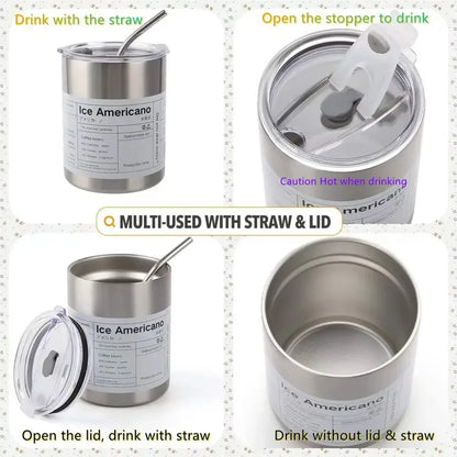 Reusable Coffee Tumbler Cup Double Wall Stainless Steel Vacuum Insulated Travel Coffee Mug with Straw Hot and Cold Mug