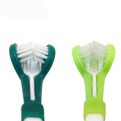 Three Sided Pet Toothbrush Three-Head Multi-angle Toothbrush Cleaning Dog Cat Brush Bad Breath Teeth Care Tool