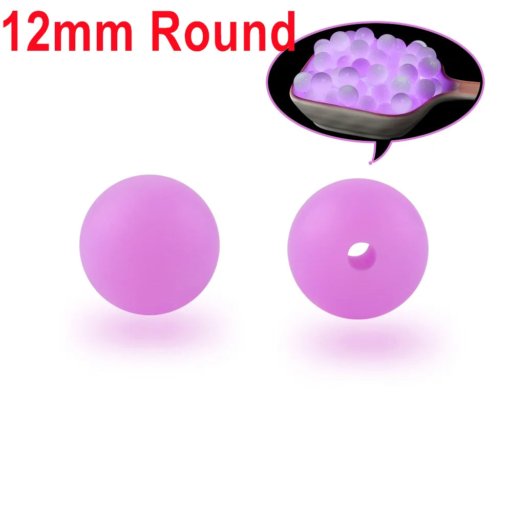 50Pcs Glow In The Dark Silicone Beads Round 12/15MM Luminous Silicone Lentil Bead For Jewelry Making DIY Bracelet Necklace