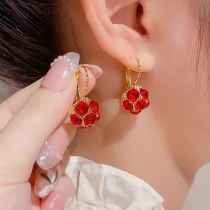 New Exquisite Purple Square Crystal Earrings For Women Fashionable Personalized Daily Accessory Party Jewelry Birthday Gifts