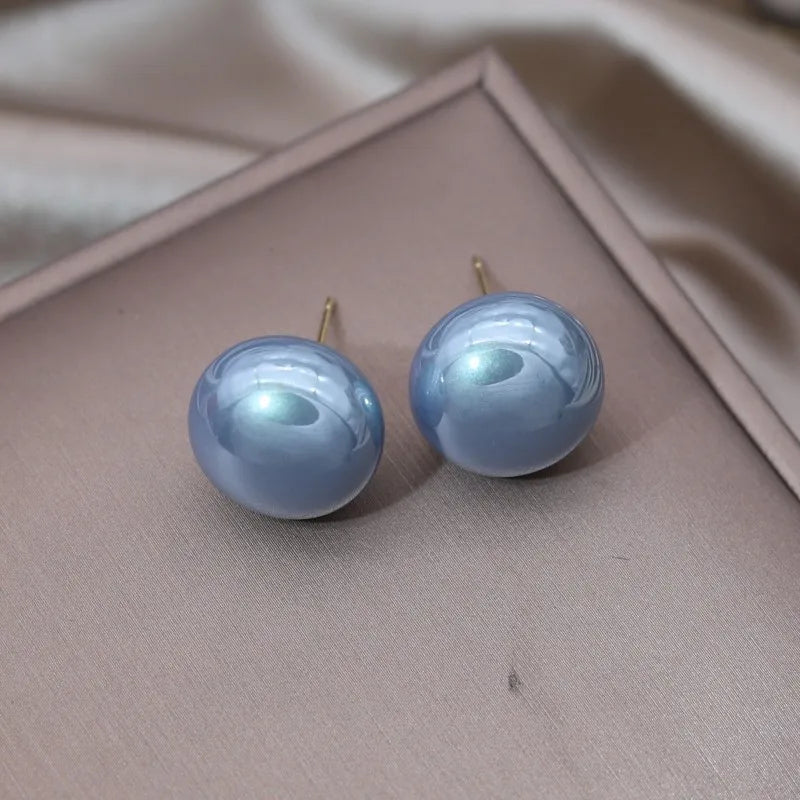 South Korea's newly designed fashion jewelry simple highlight pearl oblate earrings elegant women's daily work accessories