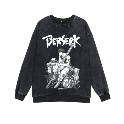 Berserk Anime Sweatshirts 100% Cotton Men Women Guts Manga Print Tshirt Long Sleeve Gothic Harajuku Pullover Vintage Streetwear