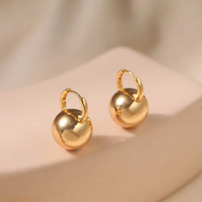 Metallic Ball Earrings Trend Fashion Personality Smooth Party Gifts Simple Exquisite Women Elegant Charm Jewelry Unique RG0192