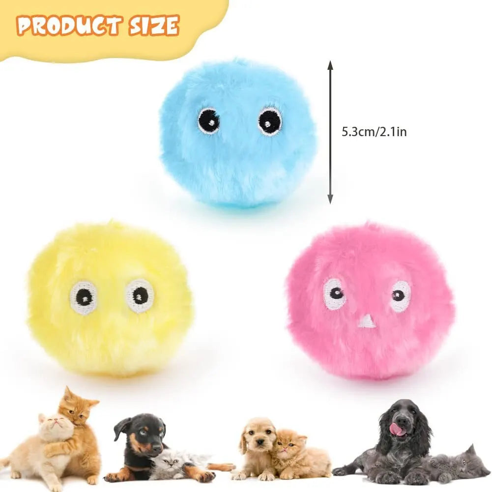 1Pc Random Barking Pet Sound Ball Plush Electric Cat Boredom Ball Fun Cat Ball Plush Toy