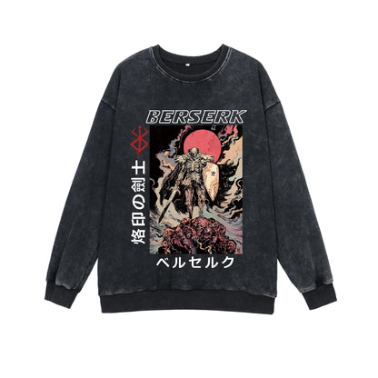 Berserk Anime Sweatshirts 100% Cotton Men Women Guts Manga Print Tshirt Long Sleeve Gothic Harajuku Pullover Vintage Streetwear