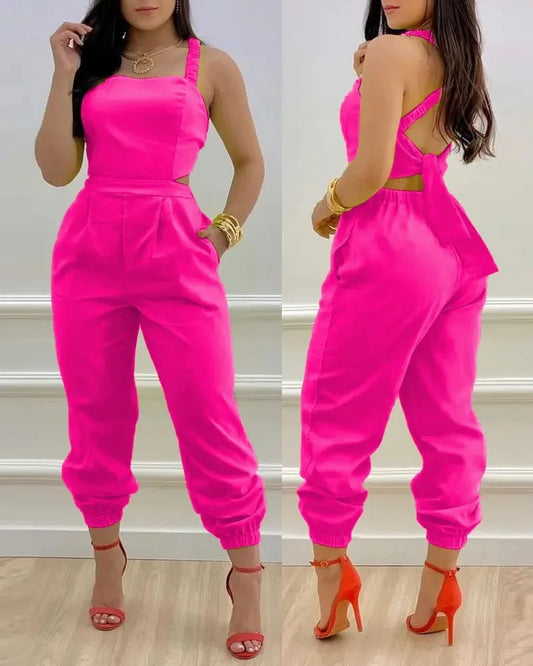 Women's for Jumpsuit Elegant Sexy Suspender Printed Jumpsuits Casual Hip Waist Overalls Romper For Women Spring Summer 2024