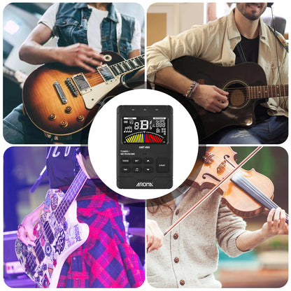 AMT-600 Tuner & Metronome & Tone Generator 3-in-1 Rechargeable 2.5-inch Color LCD Guitar Tuner Mini Digital Metronome Electronic