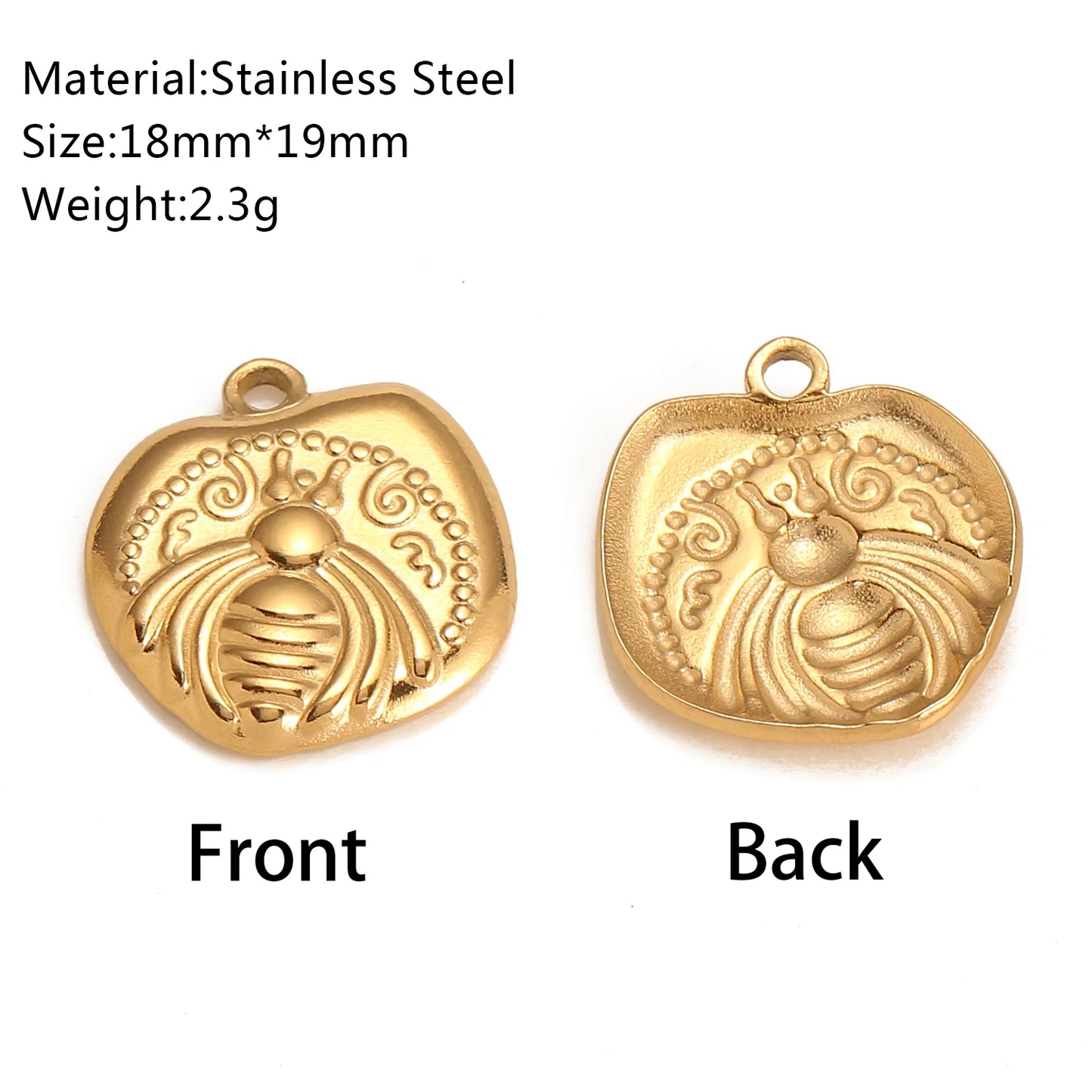 3Pcs Stainless Steel Flying Animal Bee/Butterfly/Scarab Charms for Jewelry Making 18K Plated Cute 3D Insect Pendants DIY Crafts