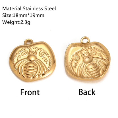 3Pcs Stainless Steel Flying Animal Bee/Butterfly/Scarab Charms for Jewelry Making 18K Plated Cute 3D Insect Pendants DIY Crafts