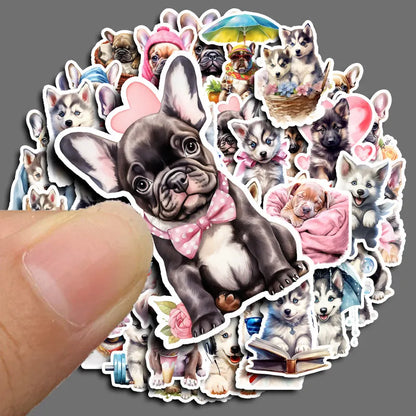 50pcs Cute Dog Sticker Kids Diy Laptop Stickers for Water Bottles Waterproof Bullet Journal Arts Crafts