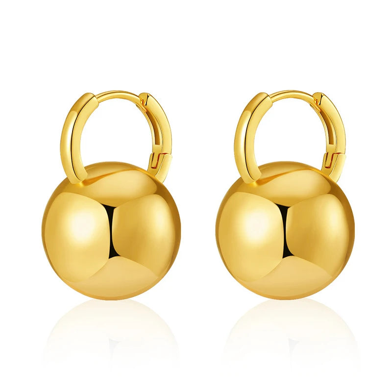 Metallic Ball Earrings Trend Fashion Personality Smooth Party Gifts Simple Exquisite Women Elegant Charm Jewelry Unique RG0192