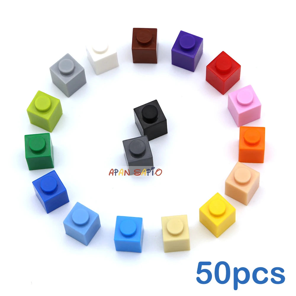 50pcs/lot DIY Blocks Building Bricks Thick 1X1 Educational Assemblage Construction Toys for Children Size Compatible With Brand