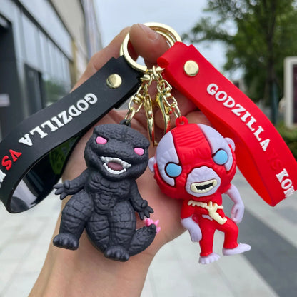 Anime King Kong VS Godzilla Keychains King Kong Godzilla PVC Action Figures Model Bag Pendent Collection Toys Kids Fans Gift