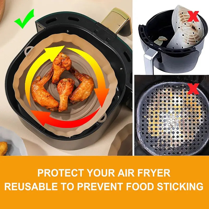 Air Fryer Silicone Baking Tray Reusable Basket Mat Non Stick Round Microwave Pads Baking Mat Oven Air Fryer Liner Dropshipping