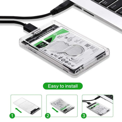 USB 3.0 HDD Enclosure 2.5 inch SATA SSD Hard Drive Case with 5Gbps Transfer Speed Mobile External Housing Harddisk Boxs Cable