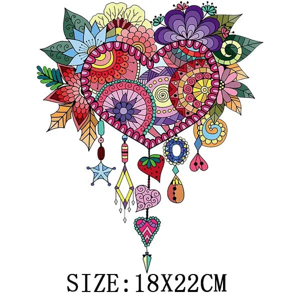 Beautiful Flower Iron On Transfer For Clothing DIY Fashion Heat Sticker On T-shirt Bag Retro Style Patches On Clothes Appliqued